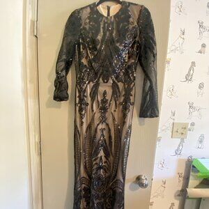 Black Sequin Cocktail Dress – Size L - Fits like SM to M (No Brand Tag)